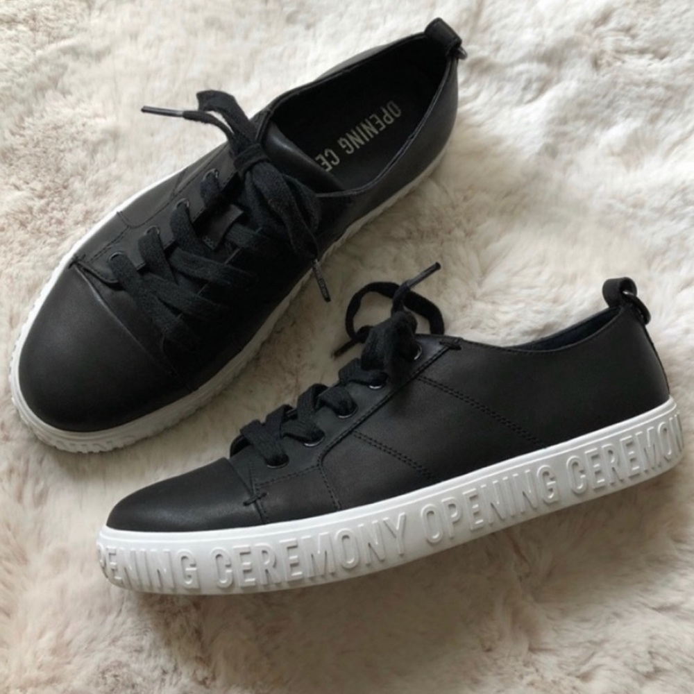 Opening Ceremony LEATHER Sneakers La Cienega BLACK